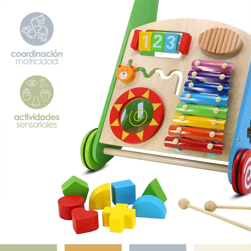 ANDADOR CORREPASILLOS BEBE DIDACTICO MADERA BANDU - 5