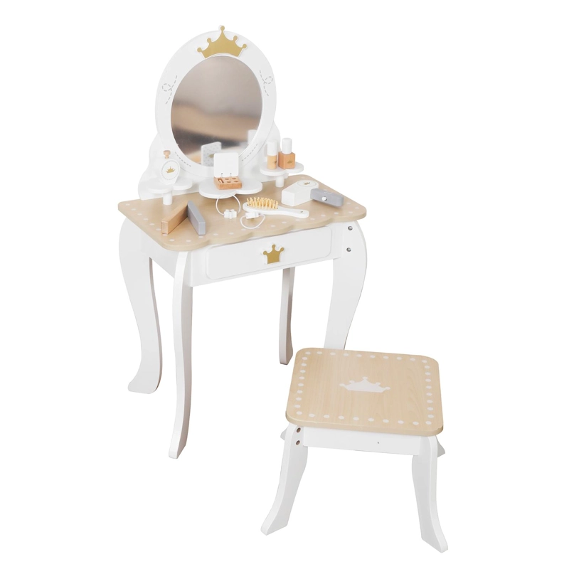TOCADOR INFANTIL PARA NIÑAS ESPEJO MAQUILLAJE MADERA BANDU - 1