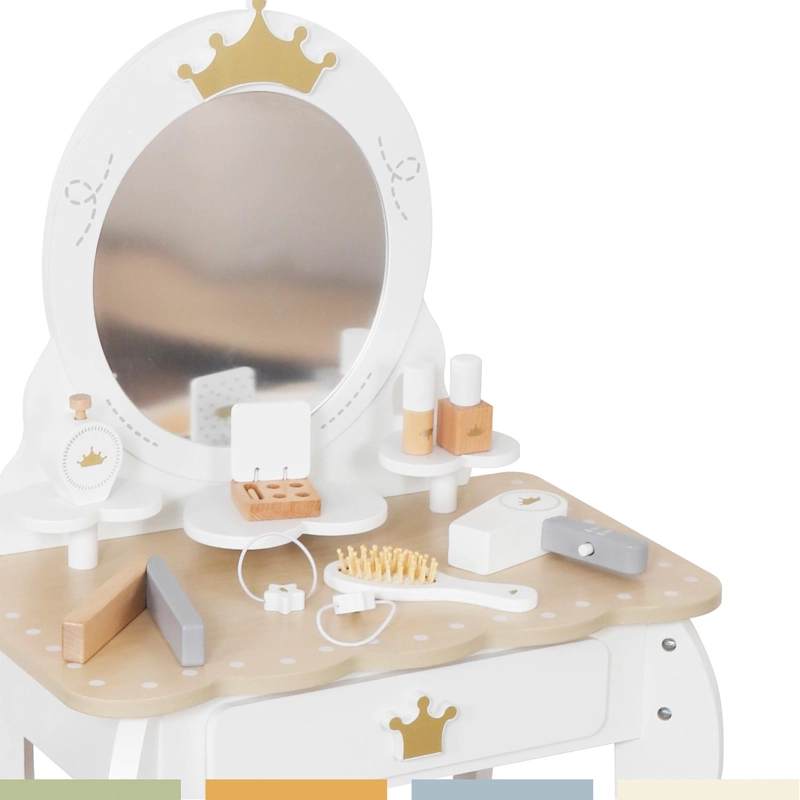 TOCADOR INFANTIL PARA NIÑAS ESPEJO MAQUILLAJE MADERA BANDU - 7