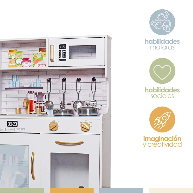 COCINA DE JUGUETE INFANTIL NIÑOS MADERA ACCESORIOS BANDU - 4