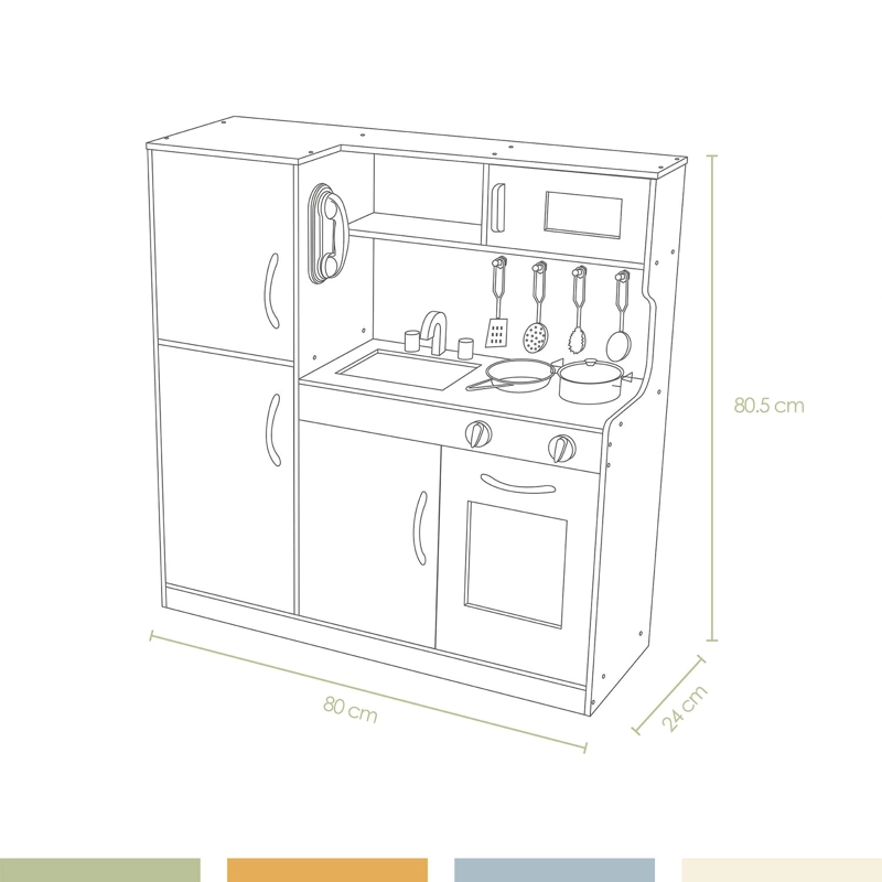COCINA DE JUGUETE INFANTIL NIÑOS MADERA ACCESORIOS BANDU - 8