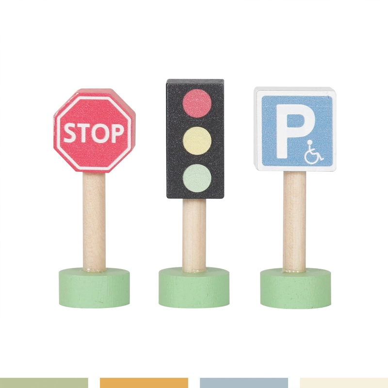 SET AUTOS DE JUGUETE TREN PISTA Y SEÑALETICAS MADERA BANDU - 6
