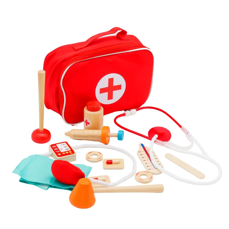 SET JUEGO DE ROLES DOCTOR NIÑOS MADERA 12 PCS BANDU - 1