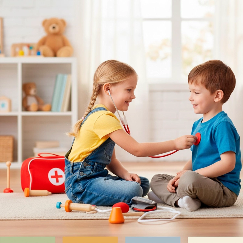SET JUEGO DE ROLES DOCTOR NIÑOS MADERA 12 PCS BANDU - 2