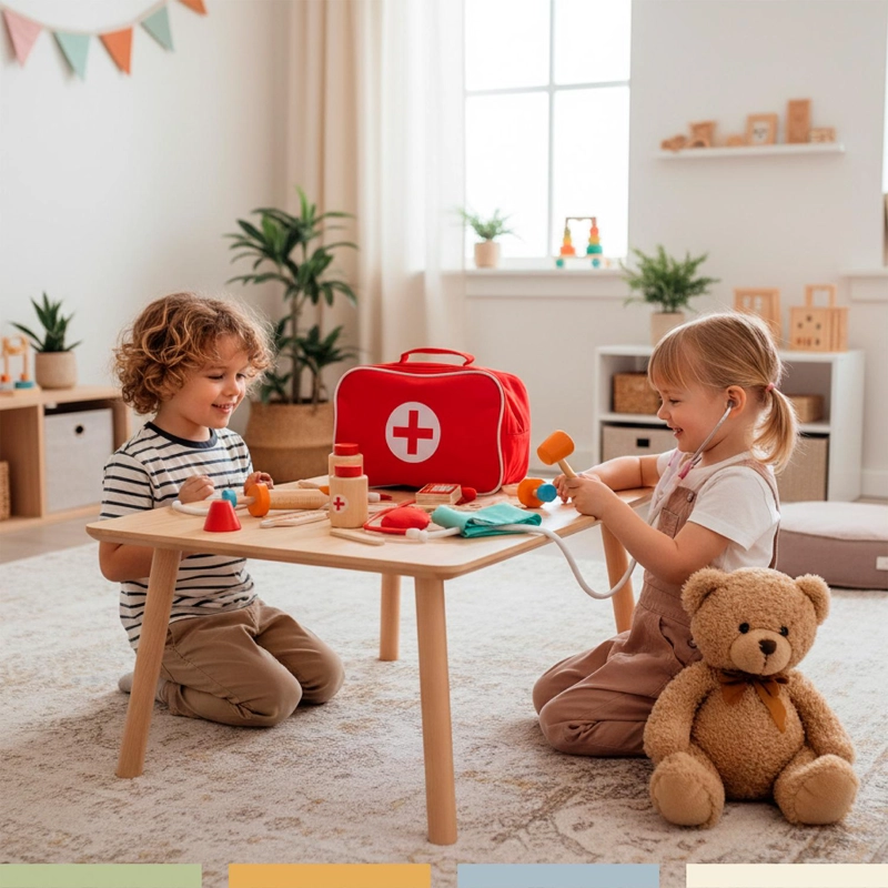 SET JUEGO DE ROLES DOCTOR NIÑOS MADERA 12 PCS BANDU - 6
