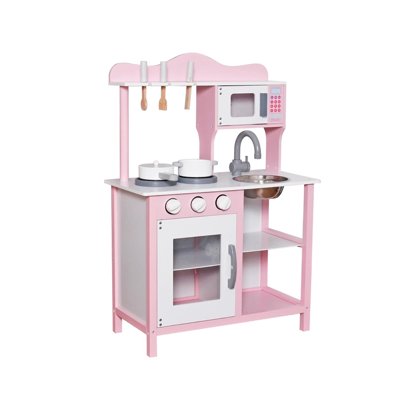 COCINA DE JUGUETE INFANTIL NIÑOS MADERA ROSADA CON ACC BANDU - 1