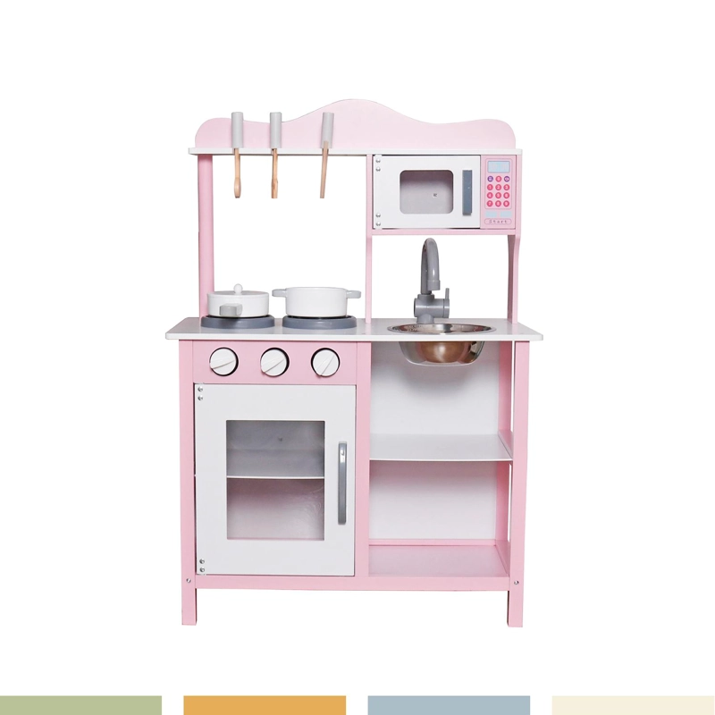 COCINA DE JUGUETE INFANTIL NIÑOS MADERA ROSADA CON ACC BANDU - 3