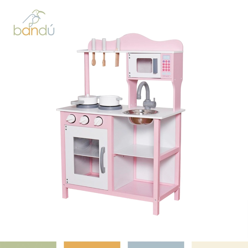 COCINA DE JUGUETE INFANTIL NIÑOS MADERA ROSADA CON ACC BANDU - 6
