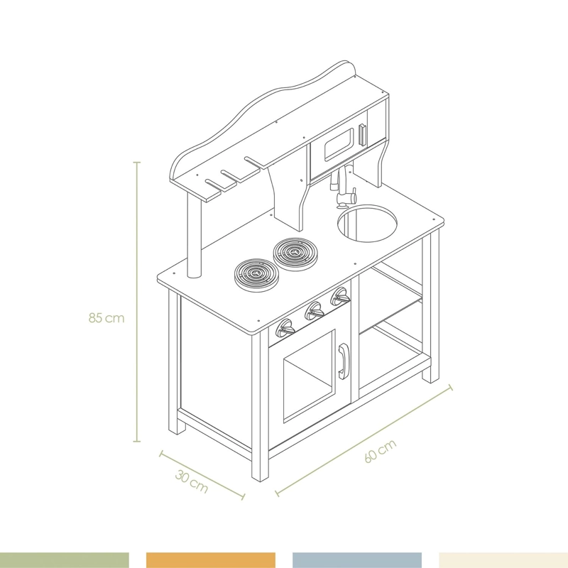 COCINA DE JUGUETE INFANTIL NIÑOS MADERA ROSADA CON ACC BANDU - 7