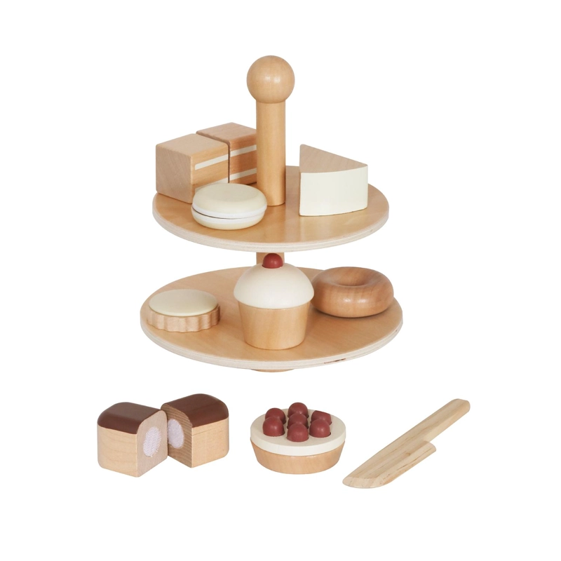 SET JUEGO PASTELERIA CORTA POSTRE INFANTIL NIÑO MADERA BANDU - 1