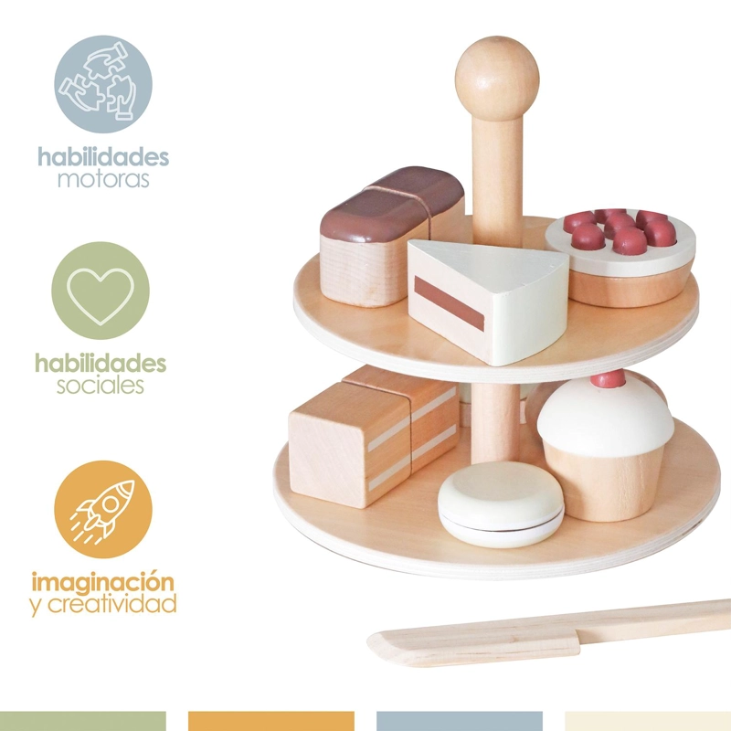 SET JUEGO PASTELERIA CORTA POSTRE INFANTIL NIÑO MADERA BANDU - 4