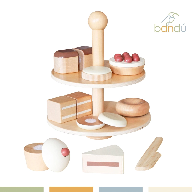 SET JUEGO PASTELERIA CORTA POSTRE INFANTIL NIÑO MADERA BANDU - 6