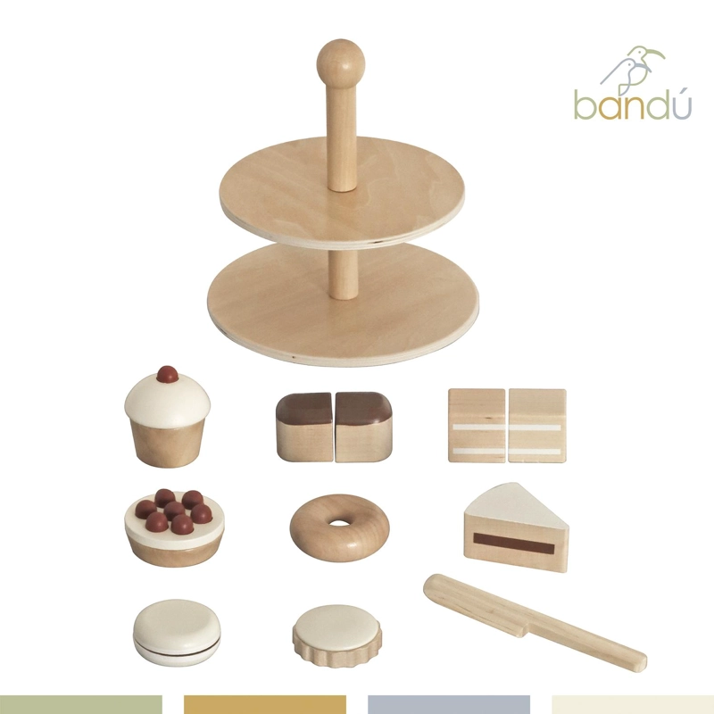 SET JUEGO PASTELERIA CORTA POSTRE INFANTIL NIÑO MADERA BANDU - 8