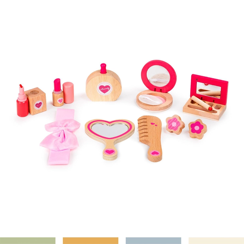 JUEGO DE MAQUILLAJE SET BELLEZA DE ROLL NIÑOS MADERA BANDU - 6