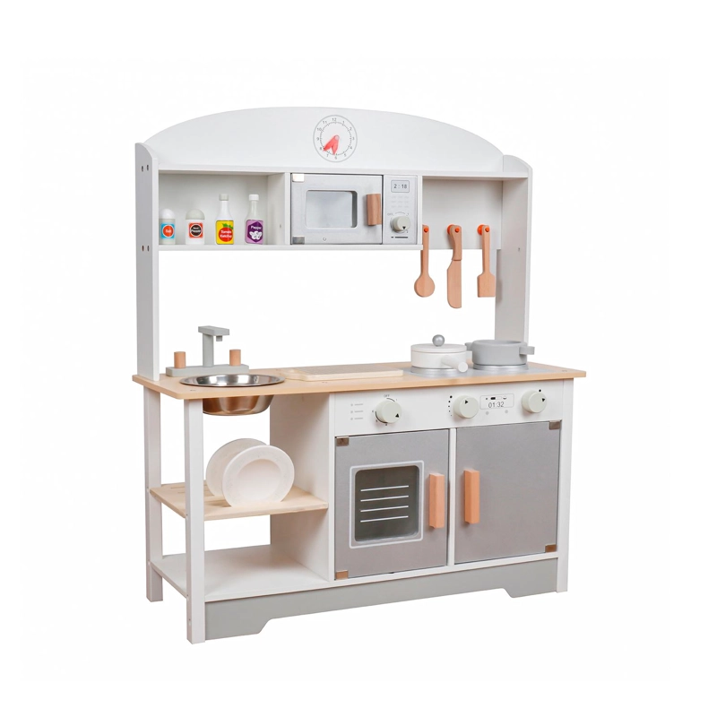 COCINA DE JUGUETE INFANTIL NIÑOS MADERA 11 ACCESORIOS BANDU - 1