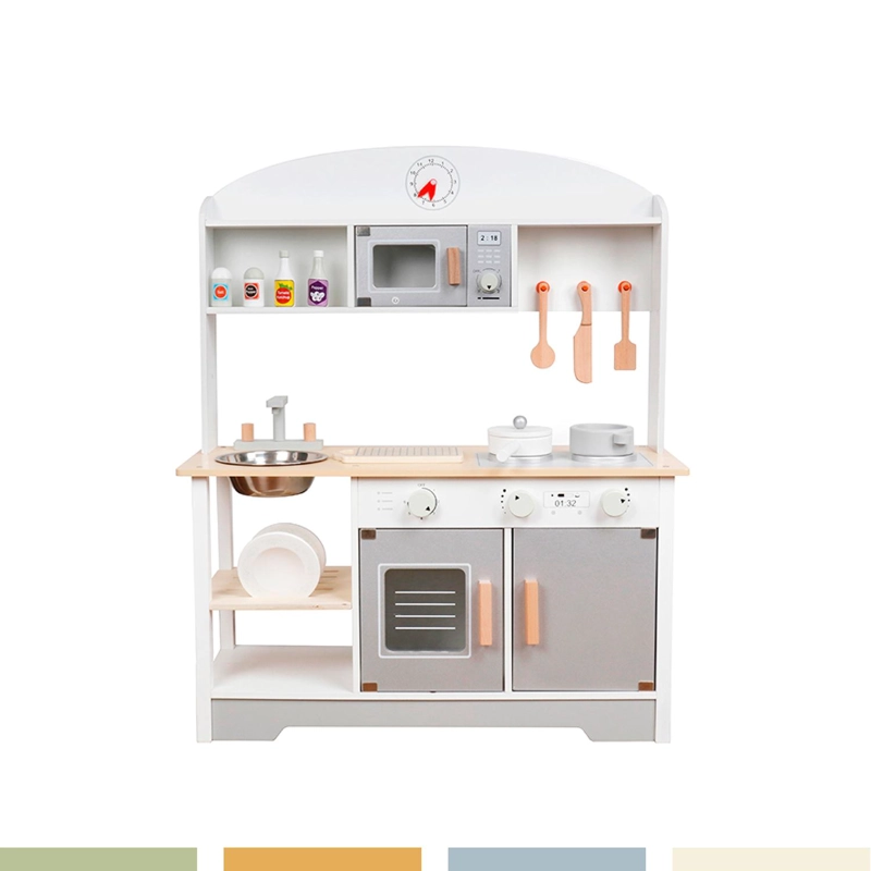 COCINA DE JUGUETE INFANTIL NIÑOS MADERA 11 ACCESORIOS BANDU - 3