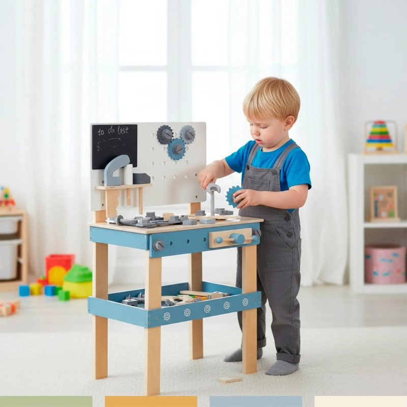 JUEGO DE CONSTRUCCION HERRAMIENTAS MADERA PARA NIÑOS BANDU - 6