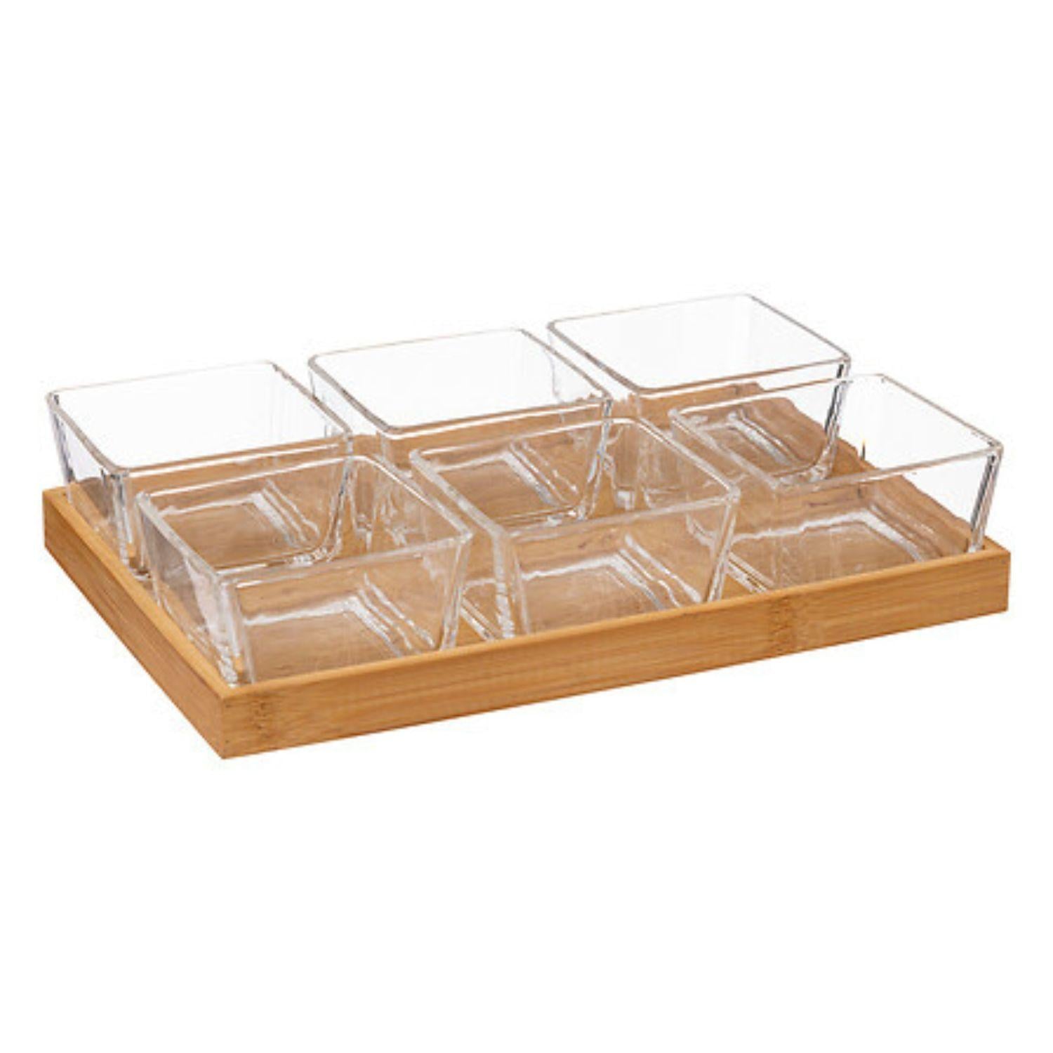 SET APERITIVO 7 PZA VIDRIO BASE BAMBU SECRET DE GOURMET - 1