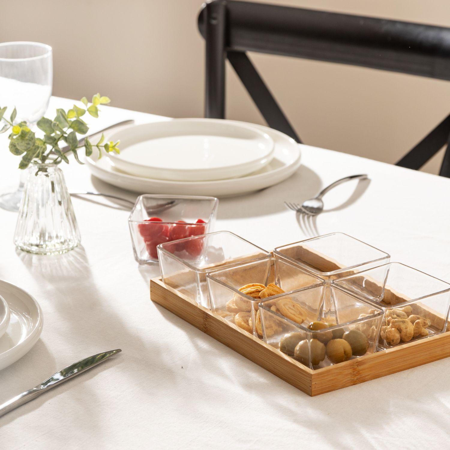 SET APERITIVO 7 PZA VIDRIO BASE BAMBU SECRET DE GOURMET - 5
