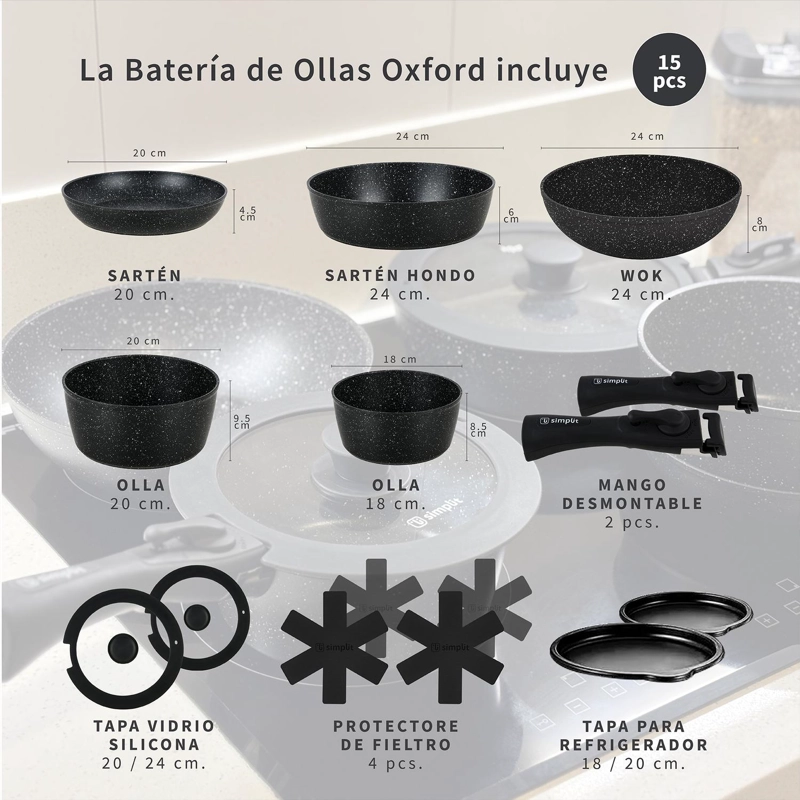 BATERIA COCINA OXFORD + SET 12 UTENSILIOS CALIPSO SIMPLIT - 5