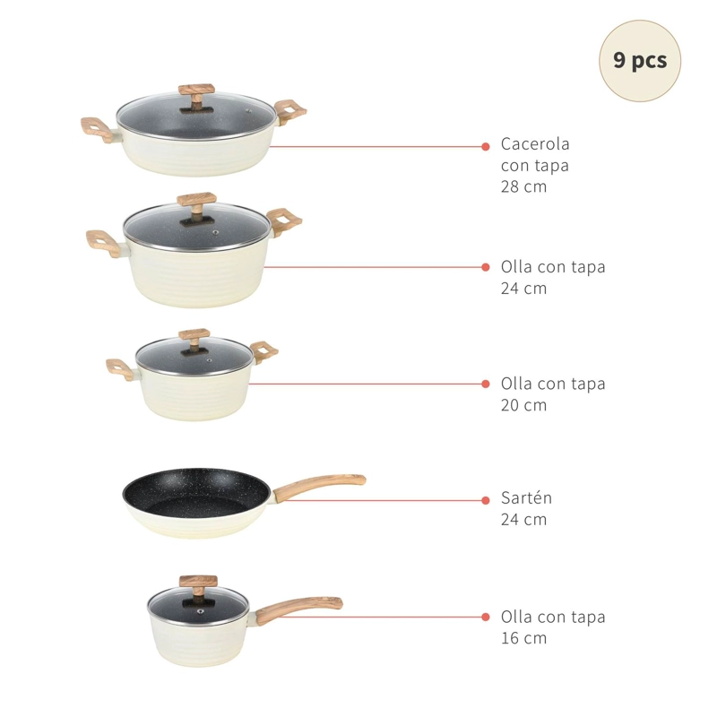 BATERIA DE COCINA SAVANNAH + SET DE CUCHILLOS HOLZ SIMPLIT - 3