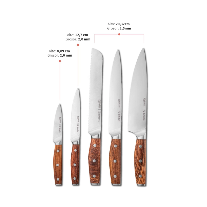 BATERIA DE COCINA SAVANNAH + SET DE CUCHILLOS HOLZ SIMPLIT - 6
