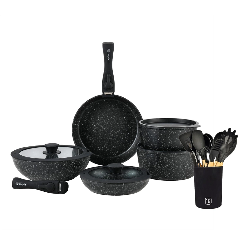BATERÍA DE COCINA OXFORD + SET 12 UTENSILIOS NEGRO SIMPLIT - 1