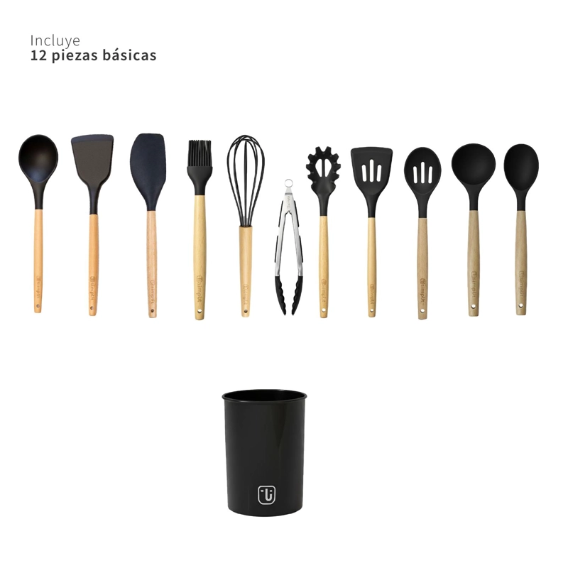 BATERÍA DE COCINA OXFORD + SET 12 UTENSILIOS NEGRO SIMPLIT - 7