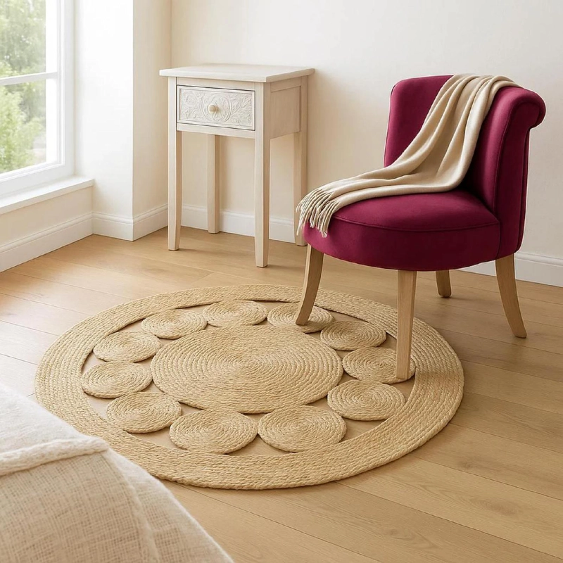 ALFOMBRA DE YUTE CALADA REDONDA 120 CM ATMOSPHERA - 6