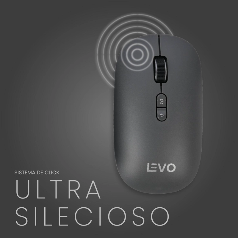 MOUSE INALAMBRICO ULTRA SLIM SILENCIOSO VELAR GRAFITO LEVO - 6