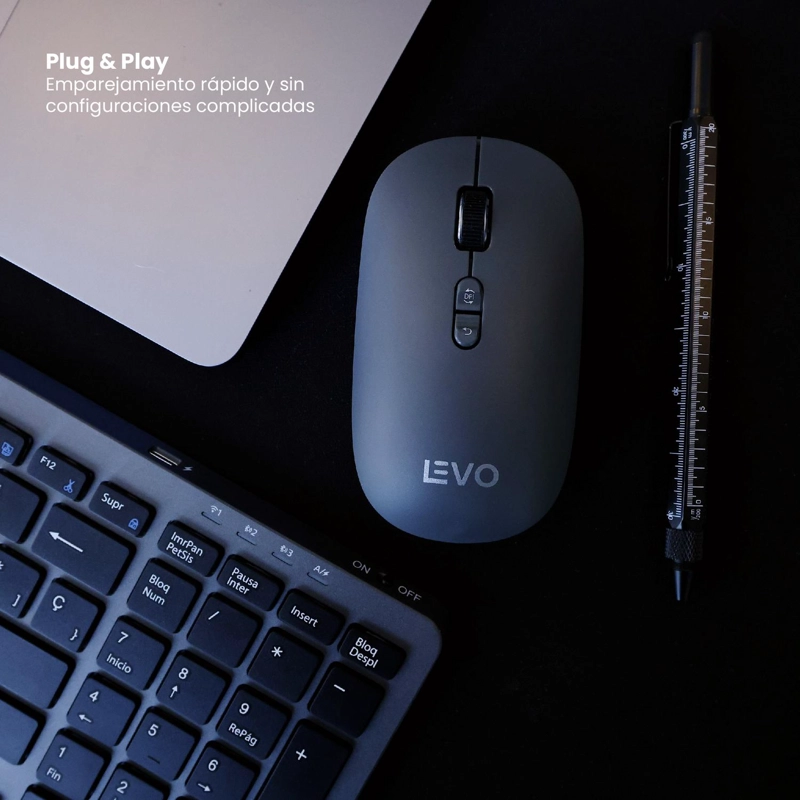 MOUSE INALAMBRICO ULTRA SLIM SILENCIOSO VELAR GRAFITO LEVO - 7