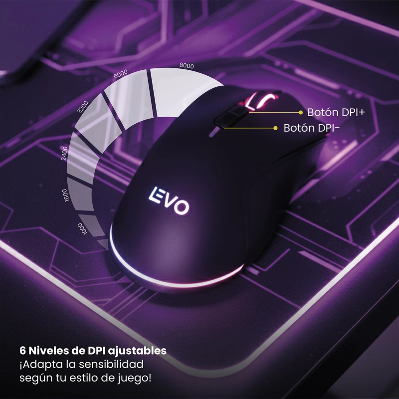 MOUSE GAMER INALAMBRICO RGB NOVASTRIKE NEGRO LEVO - 5
