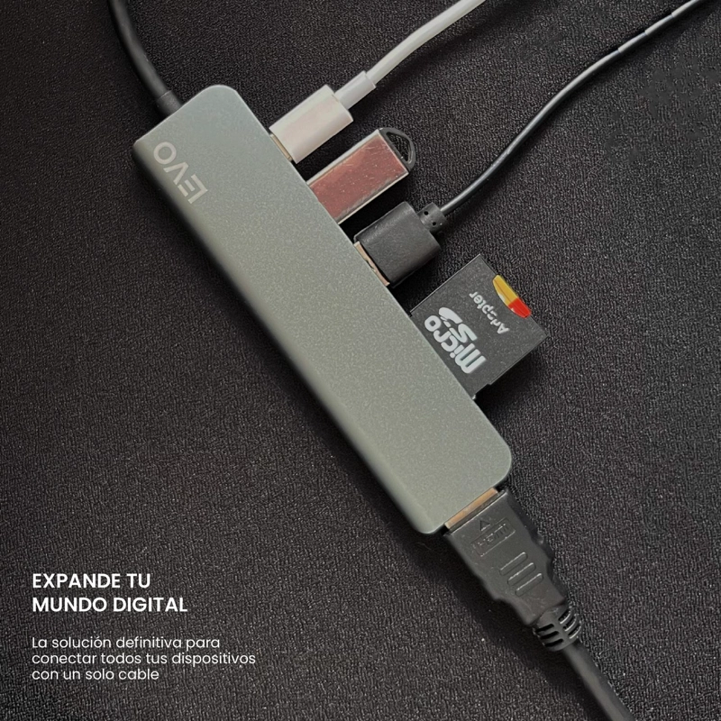 HUB USB-C ADAPTADOR MULTIPUERTO 6 EN 1 MACBOOK WINDOWS LEVO - 2