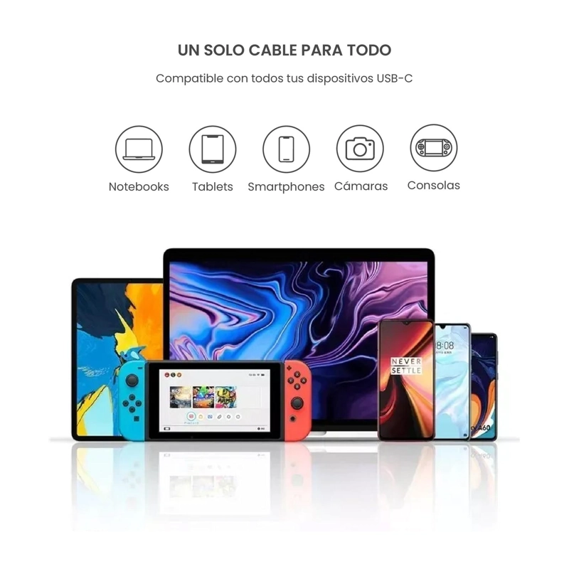 CABLE DE CARGA RAPIDA USB-C 100W 5A 1MT LEVO - 7