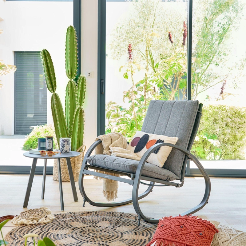 MESA TERRAZA REDONDA METAL GRAFITO 70 X 40 CM ATMOSPHERA - 2