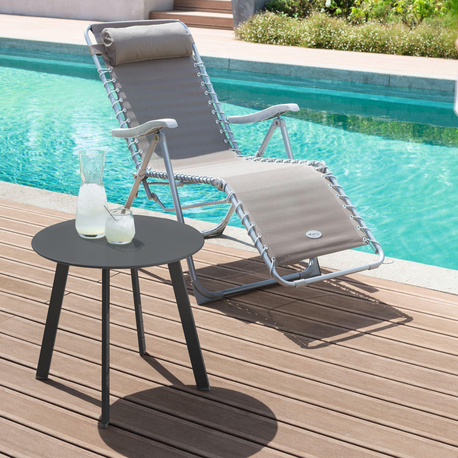 MESA TERRAZA REDONDA METAL GRAFITO 70 X 40 CM ATMOSPHERA - 3