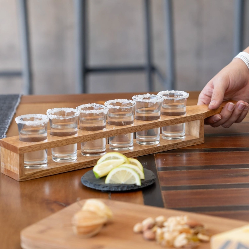 SET DE 6 VASOS DE CHUPITO CON SOPORTE DE MADERA SECRET DE GOURMET - 7