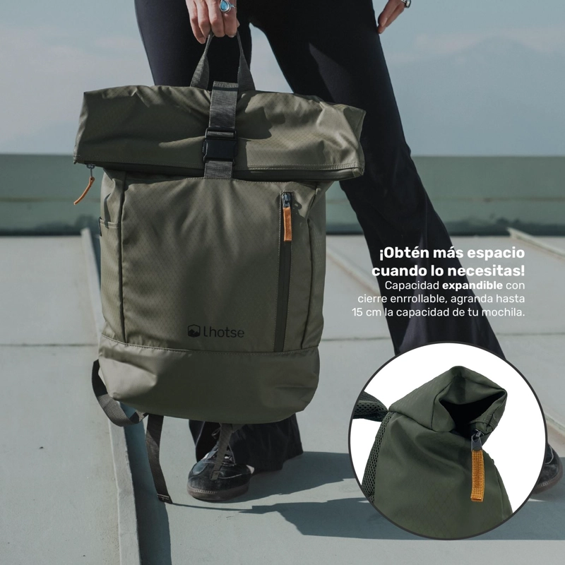 MOCHILA ROLL TOP MAKALU 22L IMPERMEABLE PORTA NOTEBOOK LHOTSE TAMAÑO TALLA UNICA - 4
