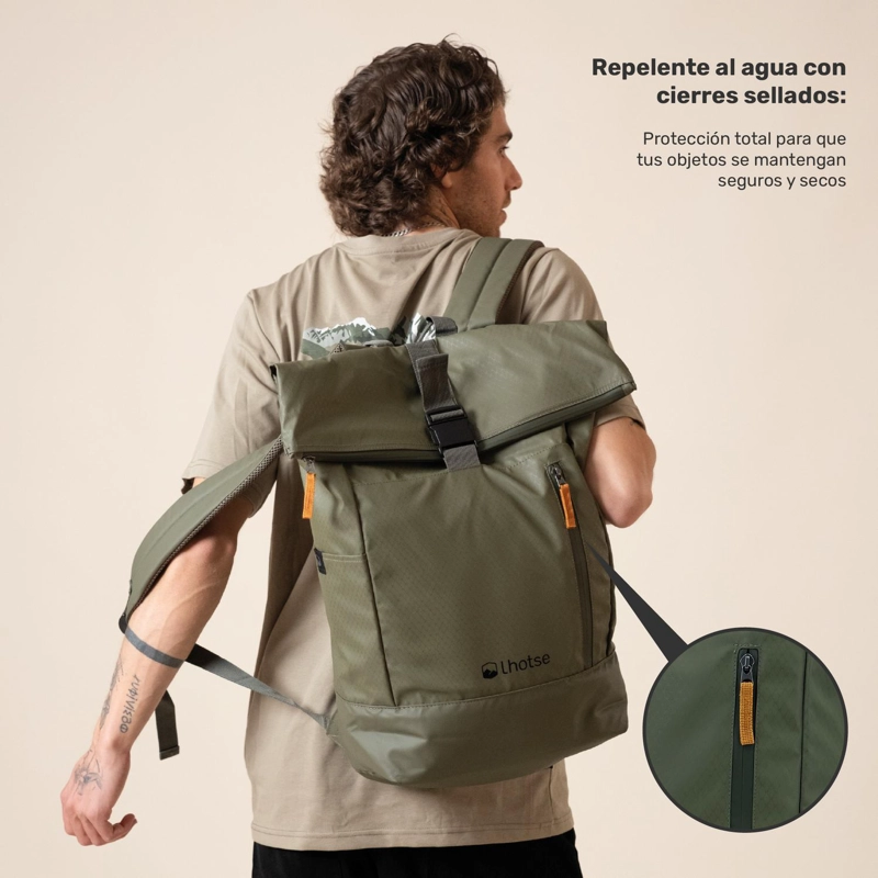MOCHILA ROLL TOP MAKALU 22L IMPERMEABLE PORTA NOTEBOOK LHOTSE TAMAÑO TALLA UNICA - 5