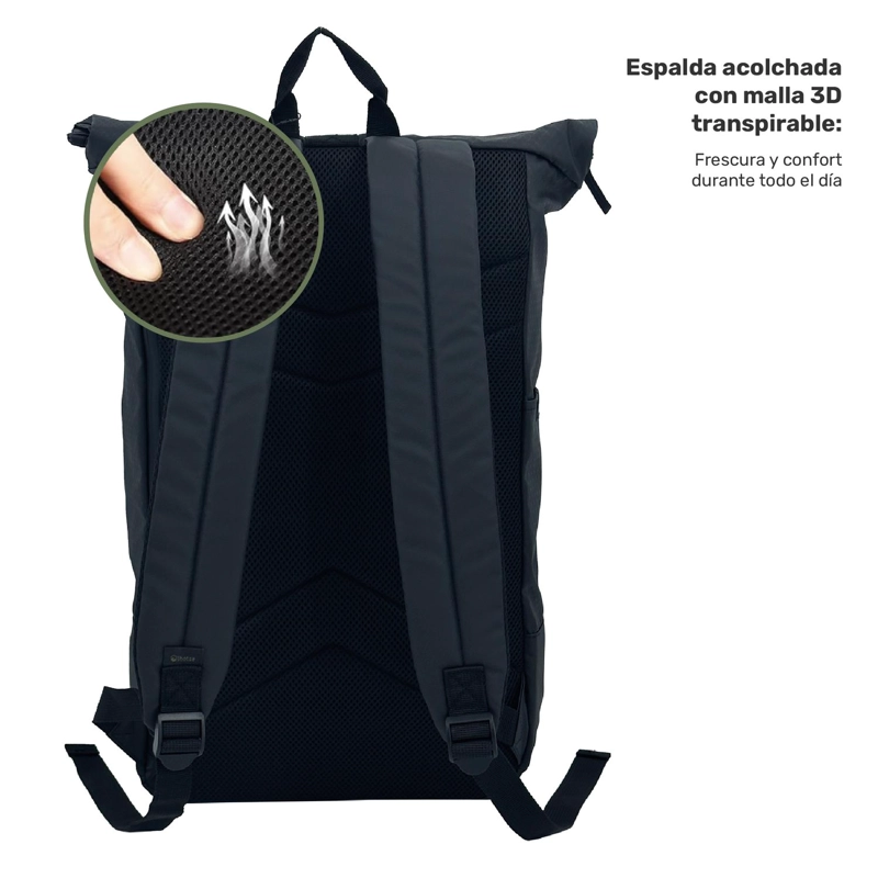 MOCHILA ROLL TOP MAKALU 22L IMPERMEABLE PORTA NOTEBOOK LHOTSE TAMAÑO TALLA UNICA - 5