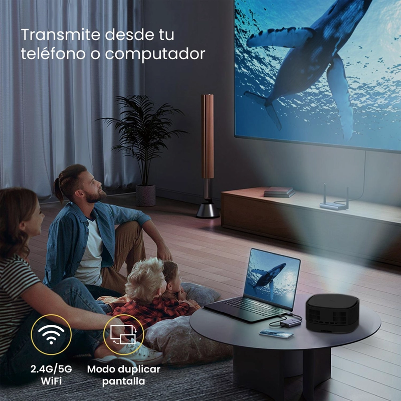 PROYECTOR PORTATIL LUMIX 9000LM + TELON ELEVACION 100' LEVO - 4