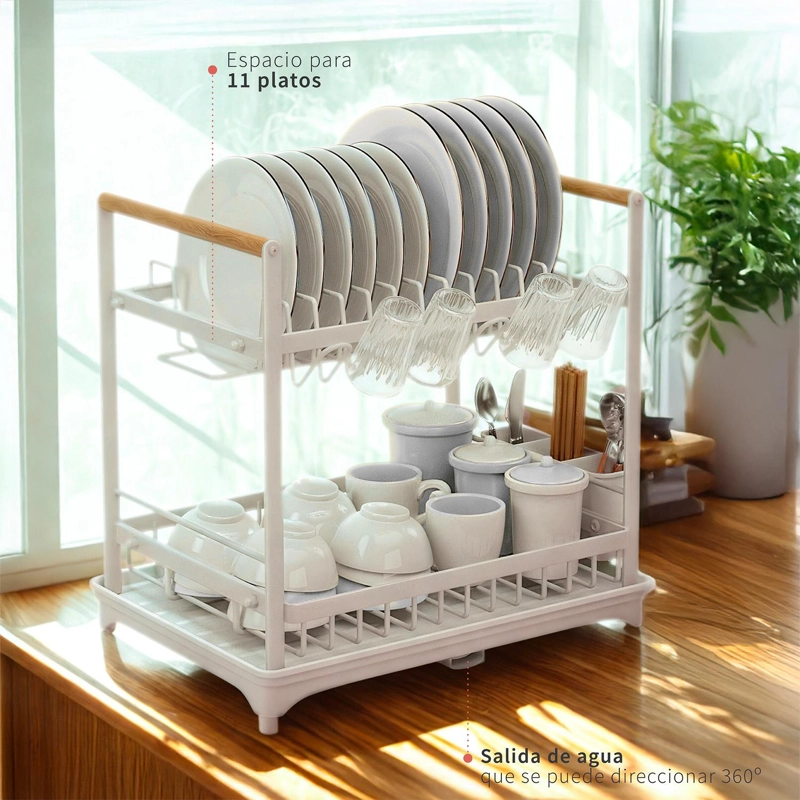 SECAPLATOS ESCURRIDOR ACERO INOX VALENCIA 2 NIVELES SIMPLIT - 2