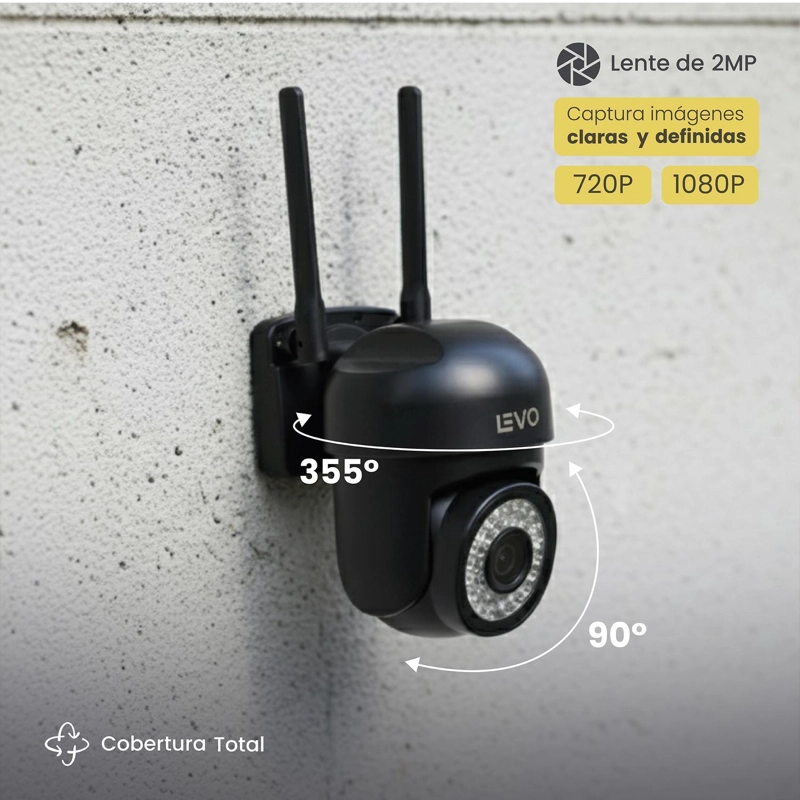 PACK 4X CAMARA SEGURIDAD WIFI 5G 2MP GUARDPRO X5 NEGRO LEVO - 3