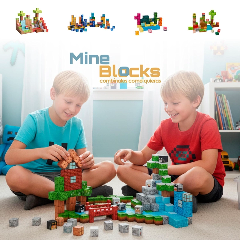 JUEGO BLOQUES MAGNE TICOS 89PCS MINEBLOCKS AVENTURA BANDU - 8
