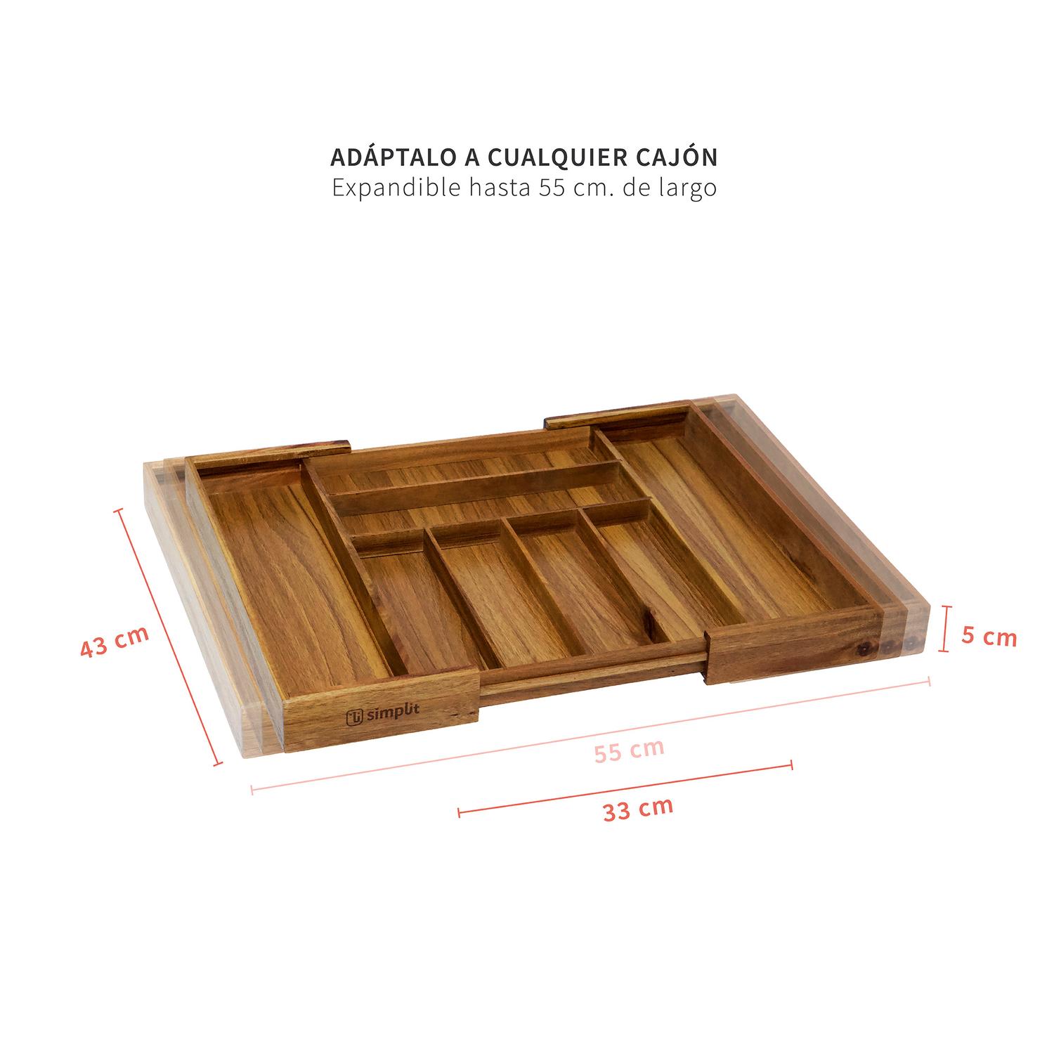 ORGANIZADOR CUBIERTOS EXPANDIBLE MADERA ACASIA BASEL SIMPLIT - 4