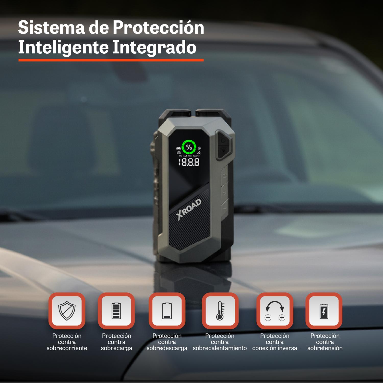 PARTIDOR DE BATERIA PORTATIL CON COMPRESOR DE AIRE 12V XROAD - 3