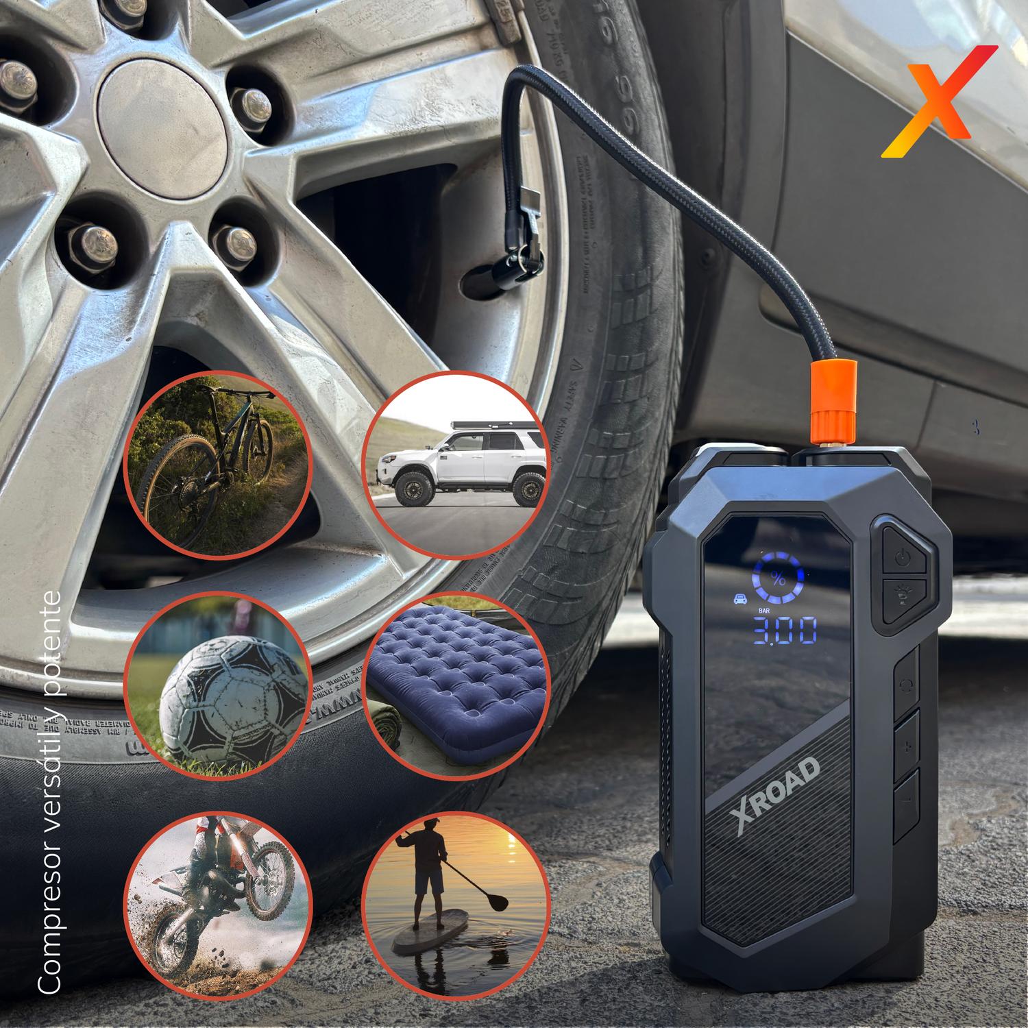 PARTIDOR DE BATERIA PORTATIL CON COMPRESOR DE AIRE 12V XROAD - 5