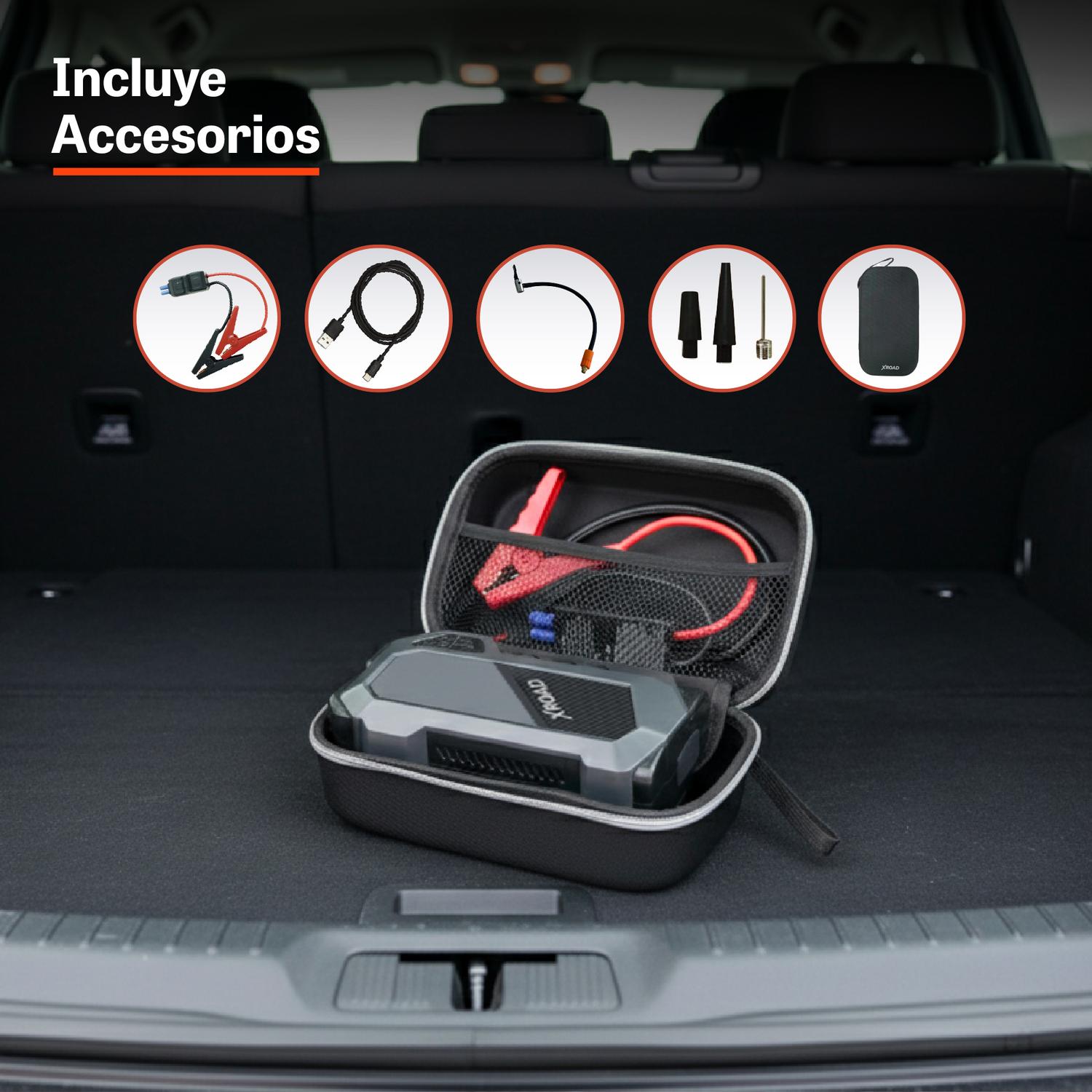 PARTIDOR DE BATERIA PORTATIL CON COMPRESOR DE AIRE 12V XROAD - 7