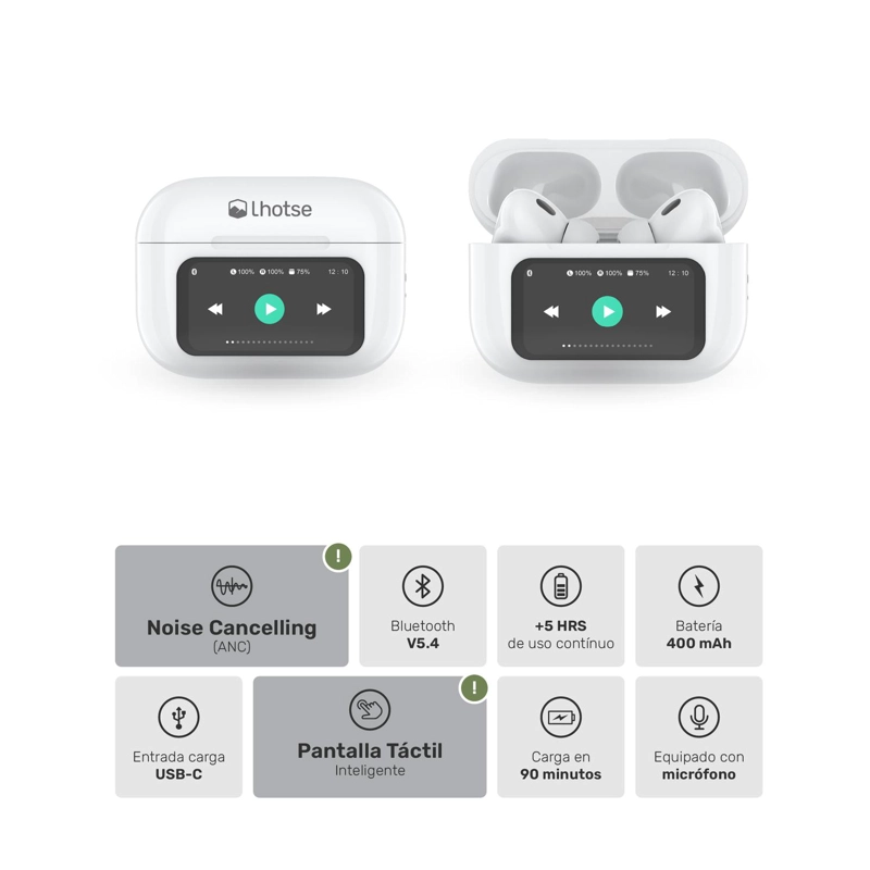 AUDIFONOS BLUETOOTH TWS PANTALLA TOUCH ANC RMPLUS+ LHOTSE - 5