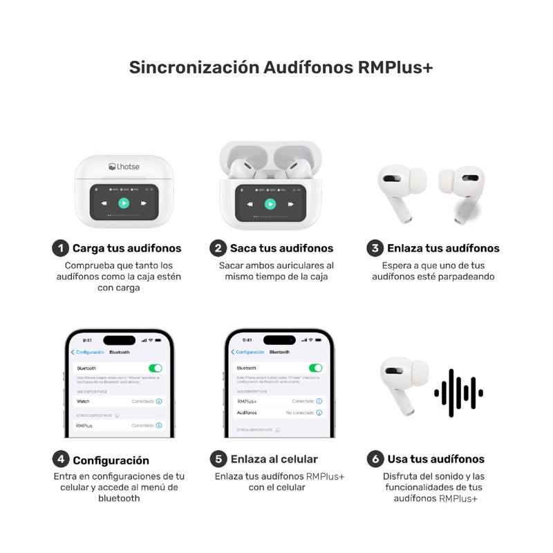 AUDIFONOS BLUETOOTH TWS PANTALLA TOUCH ANC RMPLUS+ LHOTSE - 9